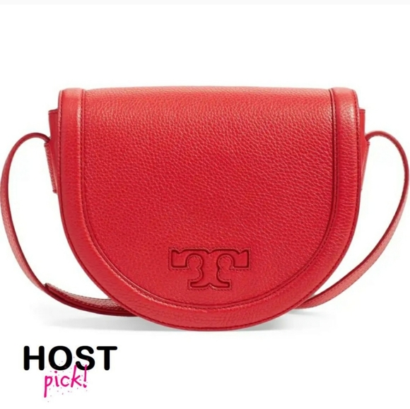Tory Burch Handbags - Tory Burch T-Serif Saddlebag Red Pebbled